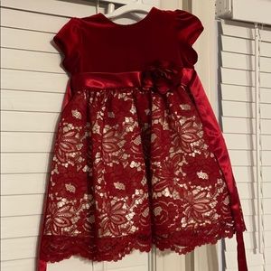 Jayne Copeland 2T ruby red velvet and lace dress.